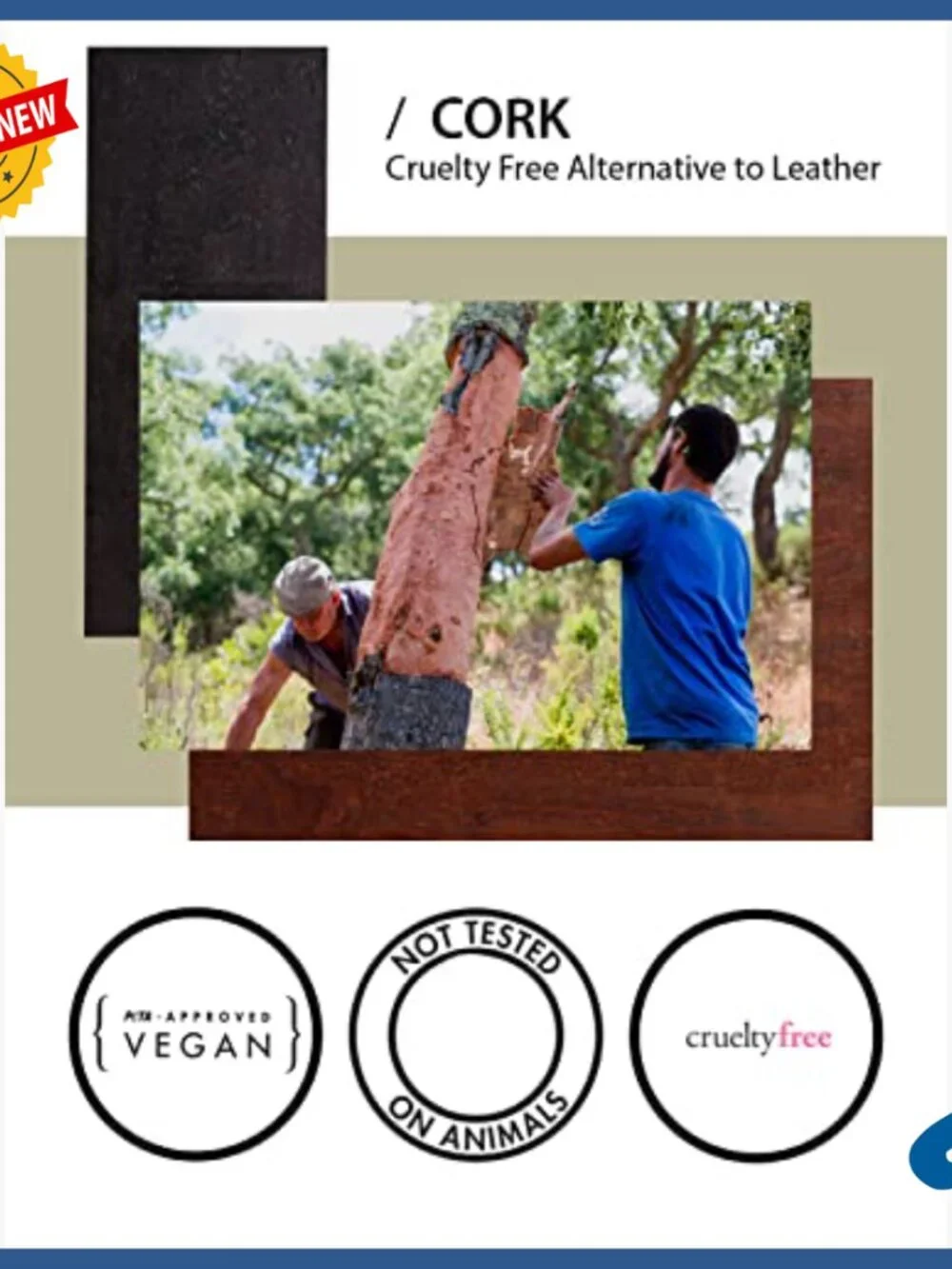 Men's Vegan Cork Bifold Wallet RFID Safe Slim Minimalist Design
